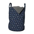 thumbnail image 1 of Indigo Laundry Bag, Cartoon Like Water Rain Drops on Dark Blue Backdrop, Hamper Basket with Handles Drawstring Closure for Laundromats, 13" x 19", Turquoise Pale Blue, by Ambesonne, 1 of 4