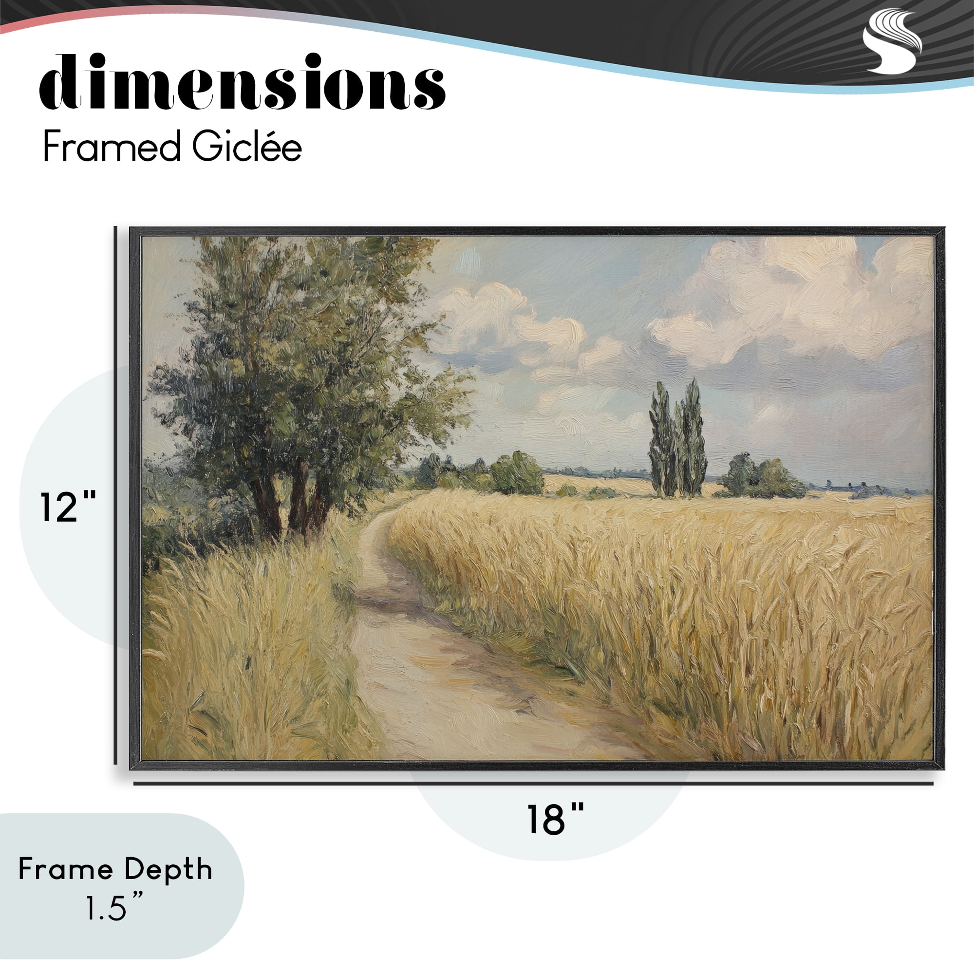Stupell Industries Quiet Path Through Wheat Black Framed Giclee Art, design by Petal Prints Design