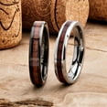 thumbnail image 3 of Metals Jewelry Men's / Women's 4mm Black Plated Tungsten Carbide Koa Wood Inlay Wedding Ring Comfort Fit Size 9.5, 3 of 7