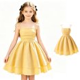 thumbnail image 3 of Girls Summer Dress Sleeveless Strappy Casual For Kids Age 8 12 Elastic Comfortable Outdoor Play Outfit Toddler Wedding Dress Fit Tights Girls 4t Holiday Dress Girls plus Size Dresses Holiday, 3 of 8