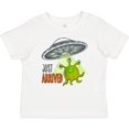 thumbnail image 3 of Inktastic Just Arrived- Cute Green Alien UFO Newborn Baby Boys or Girls Baby T-Shirt, 3 of 5