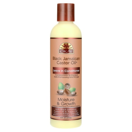 Okay Pure Naturals Black Jamaican Castor Oil Leave In Conditioner with Argan Oil, 8 fl oz