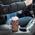 thumbnail image 4 of Yayeee 30oz Stainless Steel Tumbler with Straw and Handle Double-Wall Insulated Travel Water Bottle, Orange Floral Leopard Pattern, 4 of 8
