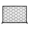 thumbnail image 2 of Vanity Art 1-Panel Iron Fireplace Screen | Heavy-Duty and Heat-Resistant Indoor Single Panel Geometric Pattern Iron Fireplace Screen with 29.33-inch Height, Black, MLT3026FP-BK, 2 of 7