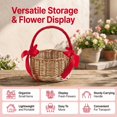 thumbnail image 6 of Woven Flower Basket Elegant Rustic Bows Large Capacity Lightweight Portable Basket for Storage,Weddings and Picnic (Red, 15cmx24cm), 6 of 6