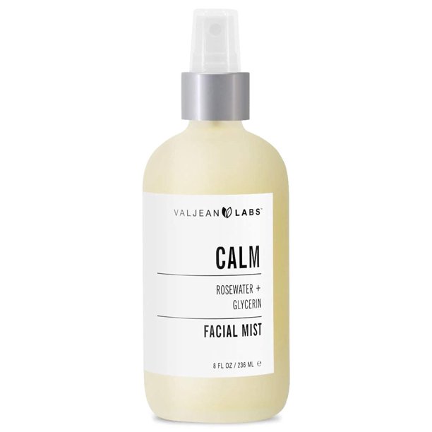 VALJEAN LABS Bruma facial - Calma | Agua de rosas + glicerina | Calma Hidrata Calma | Ayuda a igualar el cutis | Sin parabenos Sin crueldad Hecho en EE. UU. (8 oz)