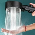 thumbnail image 1 of Black - One Piece Water Saving High Pressure Shower Head, 5 Patterns Adjustable Bathroom Shower Head, Water Resistant Shower Head with Stop, Easy to Install, 1 of 5
