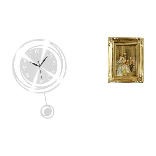 Adorno De Reloj De Pared Acrílico Con Grandes Números Arábigos Y Marco De Fotos De Resina, Soporte Para Tarjetas, Para Cocina, Estudio, Dormitorio, Oficina, Decoración De Estilo Rústico.
