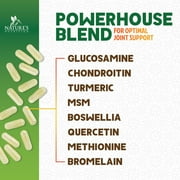 Natures Nutrition Glucosamine Chondroitin MSM Capsules - Triple Strength Joint Health Support Supplement with Turmeric & Boswellia - Joint Flexibility Support Easy to Swallow Capsules - 60 Count