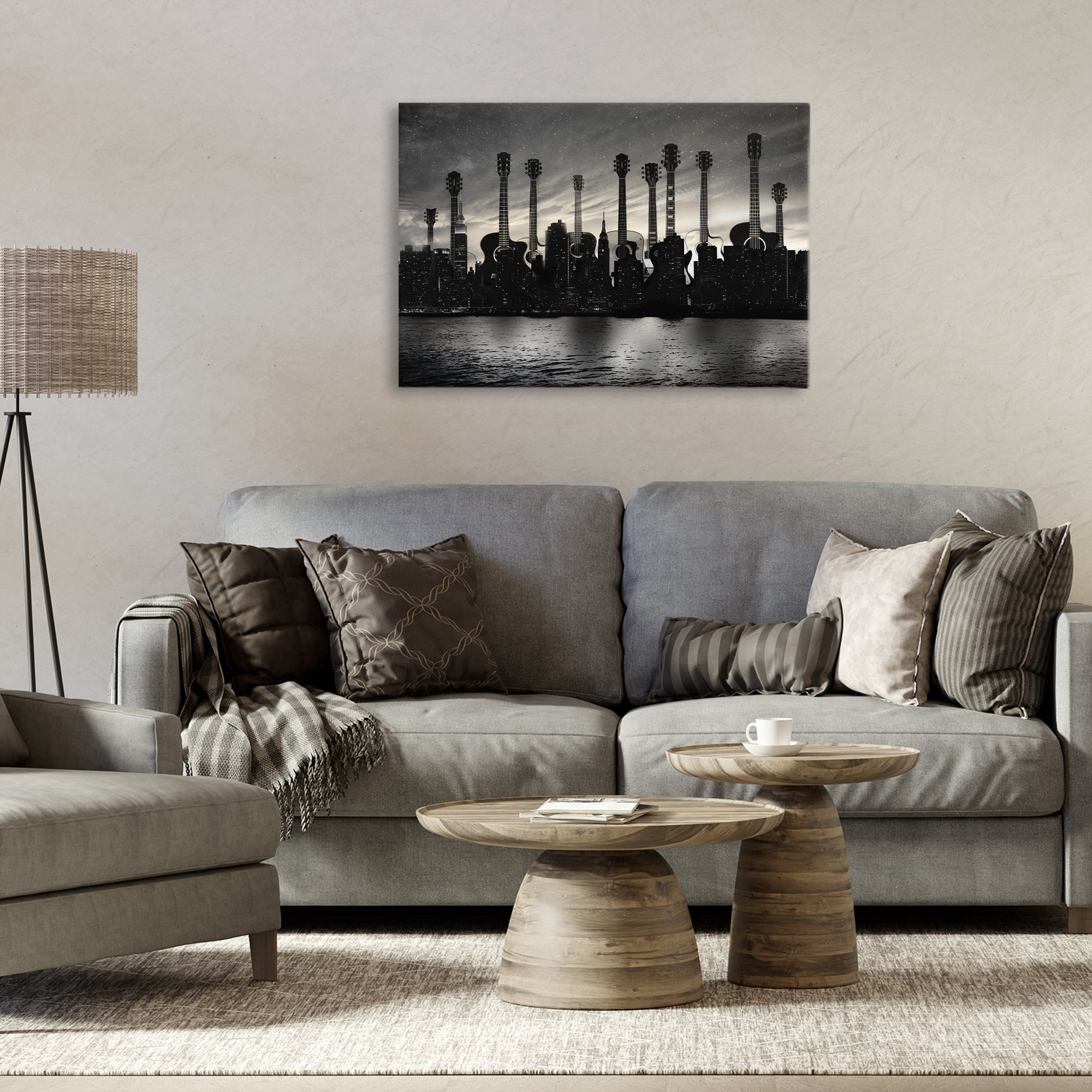Stupell Industries Guitar Skyline Cityscape Canvas Wall Art, design by CAD Designs