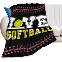 Softball Soft Throw Blanket All Season Microplush Thick Warm Blankets Tufted Fuzzy Flannel Throws Blanket for Bed Sofa Couch 50"x40"