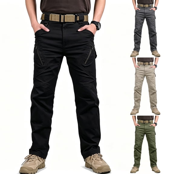 Men Casual Cargo Pants Regular Stretch Fit All Terrain Tough Hiking 6 Pocket Pants S-XXL