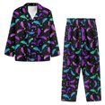 thumbnail image 3 of Renewold Loose Fitting Women Pajamas Set 2 Pieces Breathable Colorful Bats Stars Pullover Tops Stretchy Pants Size M Comfort Sleep Set Skin Friendly Button PJ's Nightwear,Halloween Day, 3 of 5