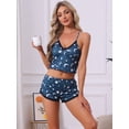 thumbnail image 2 of DARING DIVA Women's Casual Lace Trim Bow Soft Cami Top and Shorts Pajamas Set XL Blue, 2 of 7