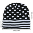 thumbnail image 3 of Roncen Playful Polka Dot & Stripe Beanie, Women's Knit Winter Hat with Contrast Brim, Cute Slouchy Trapper Hat, 3 of 3
