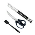 thumbnail image 1 of 3 Pcs Barbecue Scissors Clips Mats Grills Burger Spatula Grilling Grill Scraper Red, 1 of 6