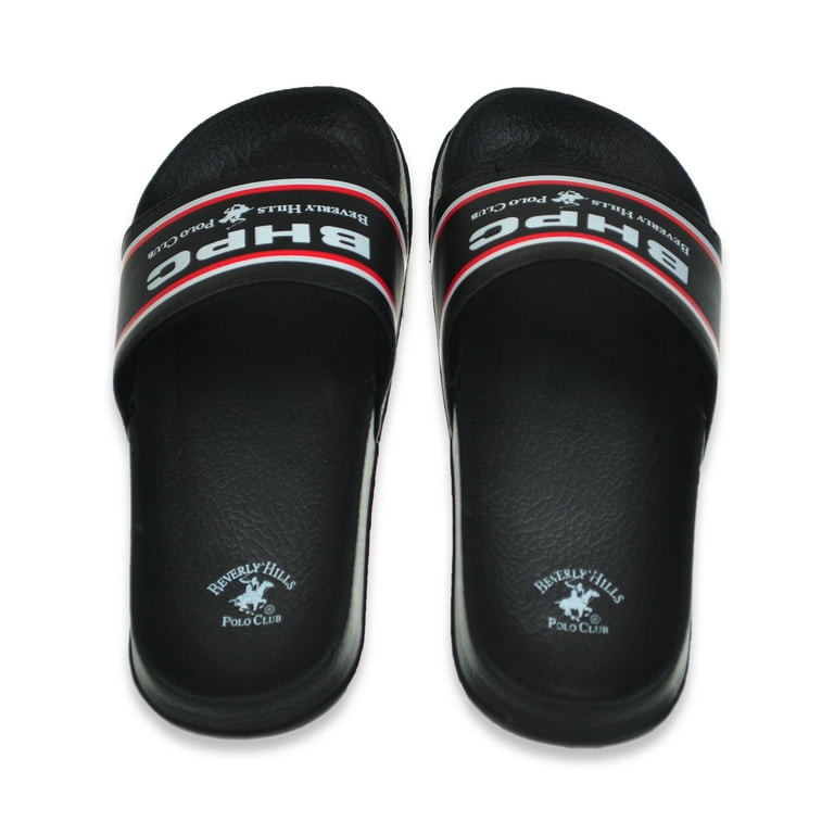 Beverly Hills Polo Club Boys Acronym Slides black 13 youth