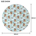 thumbnail image 6 of Blue Highland Cow Flower Butterfly Pattern Round Tablecloth 60"x60",Wrinkle Wipeable Table Cloth for Kitchen Dining Room Picnic Patio Party, 6 of 6
