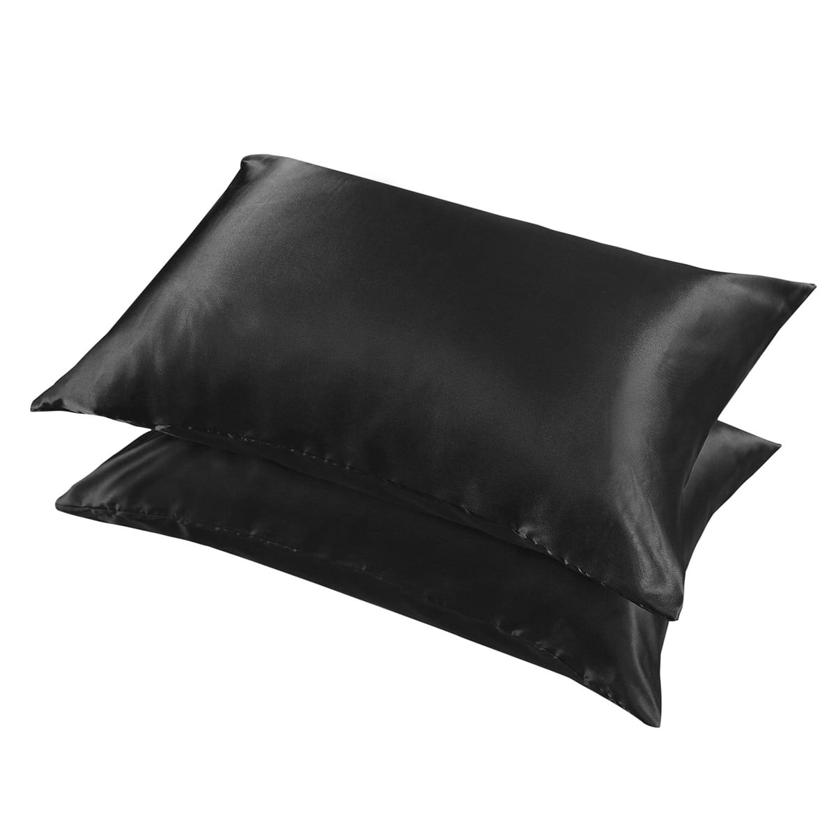 2Pcs Luxury Soft Pillow Case Cover Standard Queen Pillowcase 51x76cm Black 