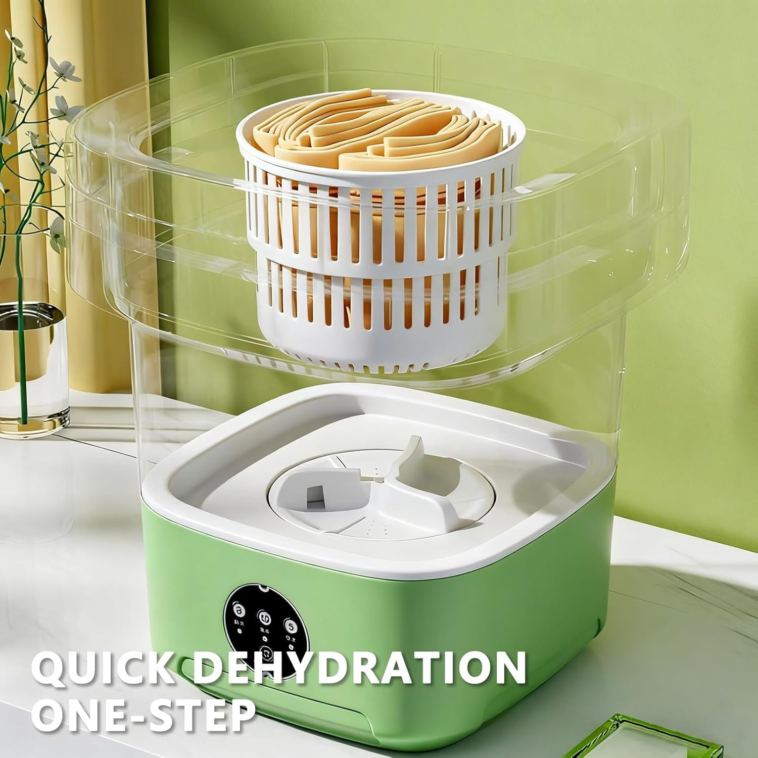 Portable Travel Washing Machine, 11-Liter Mini Foldable Washer with Spin Dry Function, Compact, Ideal for Apartments Dormitories Hotels, Camping