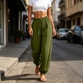 thumbnail image 6 of Khunlpohl Cotton Linen Pants for Womens Elastic Waist Drawstring Joggers Pant with Pockets Lightweight Casual Loose Trousers, 6 of 8