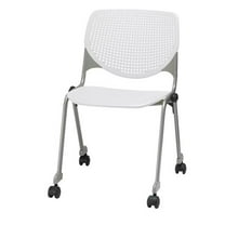 Pemberly Row Modern / Contemporary Stack Chair - Casters - White