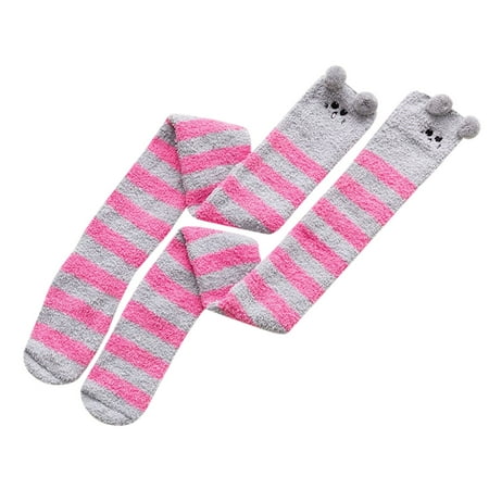 

GWAABD No Show Socks for Women Non Slip Ultra Low Cut Socks Womwn Coral Socks Over The Knee Thicken Warm Sleeping Towel Striped Socks