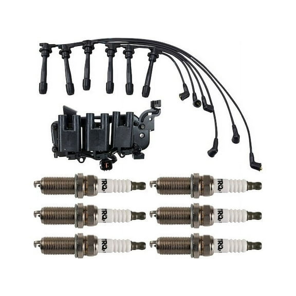Ignition Coil Spark Plug and Wire Set 8 Piece - Compatible with 2001 - 2006 Hyundai Santa Fe 2.7L V6 2002 2003 2004 2005