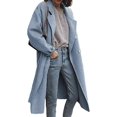 thumbnail image 1 of LinYooLi Trench Coats for Women Casual Button Up Lapel Long Solid Color Coat Wool Blend Overcoat Shacket Jacket, 1 of 2
