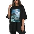 thumbnail image 4 of Plus Size Shirt for Women Oversized Black Tops for Women Short Sleeves Shirt for Women Maldives1 T Shirt Crewneck Shirt for Women M, 4 of 5