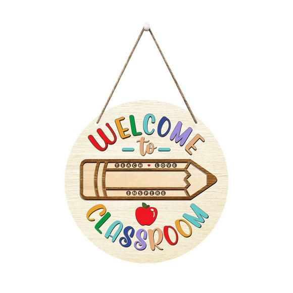 TopLLC Fall Decor, Home Decor, Room Decor, Wall Decor School Opening Season Wooden Classroom Hanging Sign Front Door Decoration hang up a plate