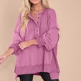 thumbnail image 4 of Towmus Women's Oversized Sweatshirt Casual Long Sleeve Button Henley Neck Pullover Sweatshirts for Women Light Patchwork Shirts, 4 of 9