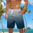 thumbnail image 3 of Akafmk Mens Beach Shorts Gradient Striped Print Pockets Drawstring Waist Casual Shorts Pants M, 3 of 4