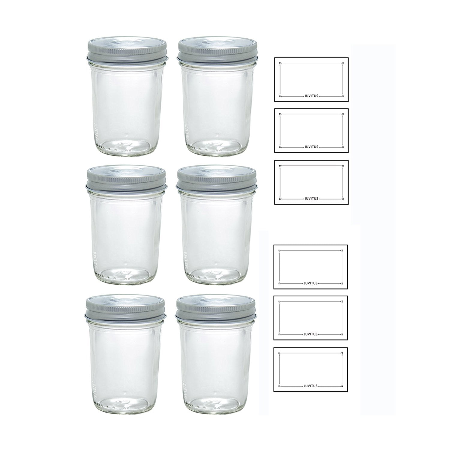 Clear 8 Oz Glass Wide Mouth Tapered Jar With Airtight Silver Metal Clear 8 Oz Glass Wide Mouth Tapered Jar With Airtight Silver Metal Plastisol Lid For Canning And Storage Labels 6 Pack Com
