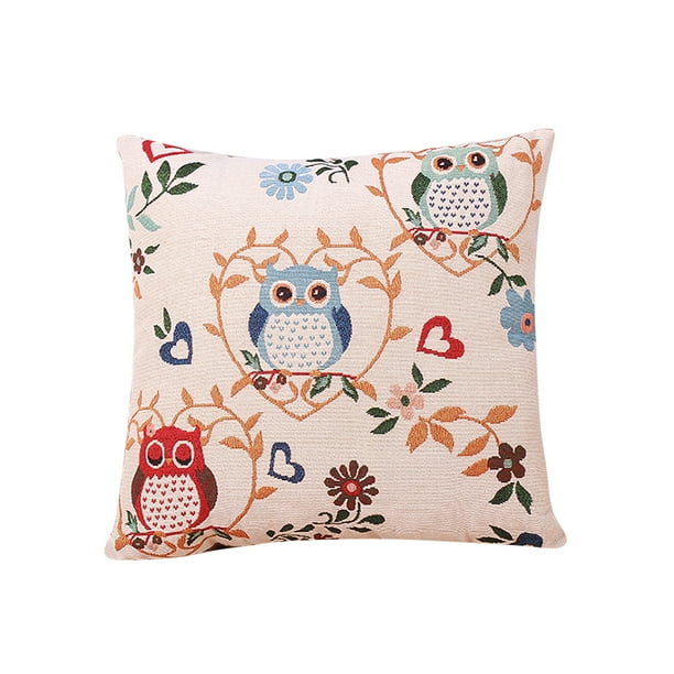 Owl Cotton Cushion Covers Sofa Cushion Cases Cotton Linen Cushion Decorative Pillow Cover No Inner Owl Cotton Cushion Covers Sofa Cushion Cases Cotton Linen Pillow Cover Walmart Com Walmart Com
