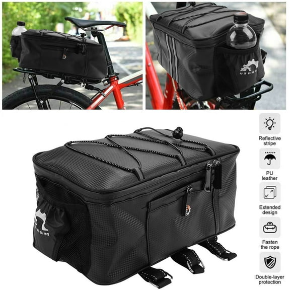 Aggxpf Bike Rack Trunk Bag, Waterproof Large Capacity Bicycle Rear Seat Bag, Bicycle Rear Rack Storage with Night Reflective Tape