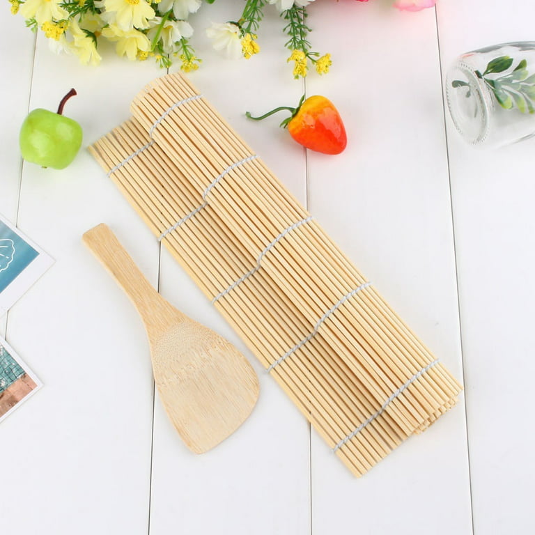 Grandest Birch 2Pcs Bamboo Japanese Sushi Rolling Mat Rice Paddle Maker  Tool Kitchen DIY Kit Portable Durable Easy to Clean Sushi 