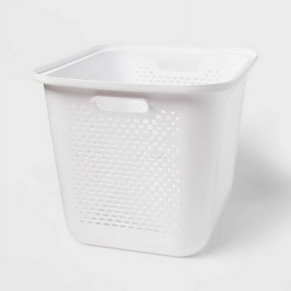Large Decorative Plastic Bin with Cutout Handles