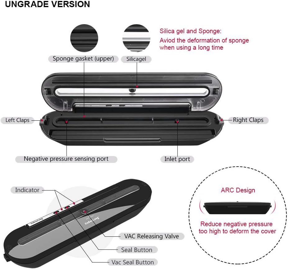 Vacuum Sealer,Delicacy Automatic Vacuum Sealing System Food Vacuum Machine for Dry and Moist Food Preservation and Sous Vide,Include 10 Sealable Bags