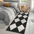 thumbnail image 4 of Kitchen Runner Rug Black Washable Rug for Front Door Entryway Hallway Distressed Checkered Mat Low Pile Neutral Area Rugs Non Slip Farmhouse Rugs 2x6, 4 of 8