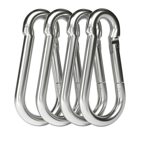 Heavy Duty Carabiner Clips Stainless Galvanized Carbon Steel Spring Snap Hook Set for Camping Swing Boating Hammock Hiking 3 1/2 Inch