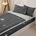 thumbnail image 3 of Manfei Twinkling Stars Print Zipper Queen Comforter Set with Fitted Sheet and 2 Pillowcases,Galaxy Theme Zipper Bedding Set,Gray White,Light Gray Reversible,4pcs, 3 of 8