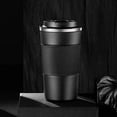 thumbnail image 5 of Taza de café para coche, taza de viaje de 510 ml, termosse para café caliente, taza aislada con tapa a prueba de fugas, de acero inoxidable para café frío y caliente, leche y té, color negro, 5 of 5