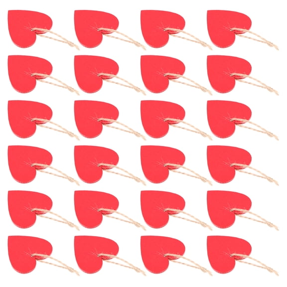FOMIYES 50Pcs Red Wood Heart Shape Crafts for Valentine Day Wedding Festival Decoration