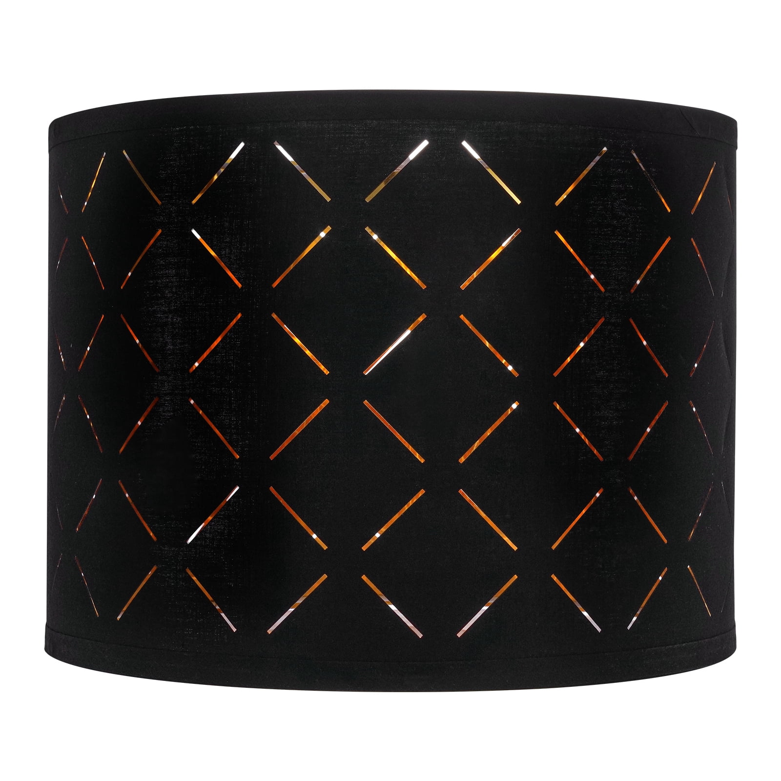 KFFKFF Set of 2 Drum Lamp Shades, 13-inch Top and Bottom Diameter, 10-inch Height, Medium-Sized Shades with Harp, Suitable for Table Lamps, Floor Lamps, and Pendant Lights, Black