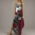 thumbnail image 2 of KIHOUT Robes d'Été pour Femmes Mode Dos Nu Sans Manches Col en V Licou Fente Ourlet Imprimé Robe Maxi Multicolore m, 2 of 9
