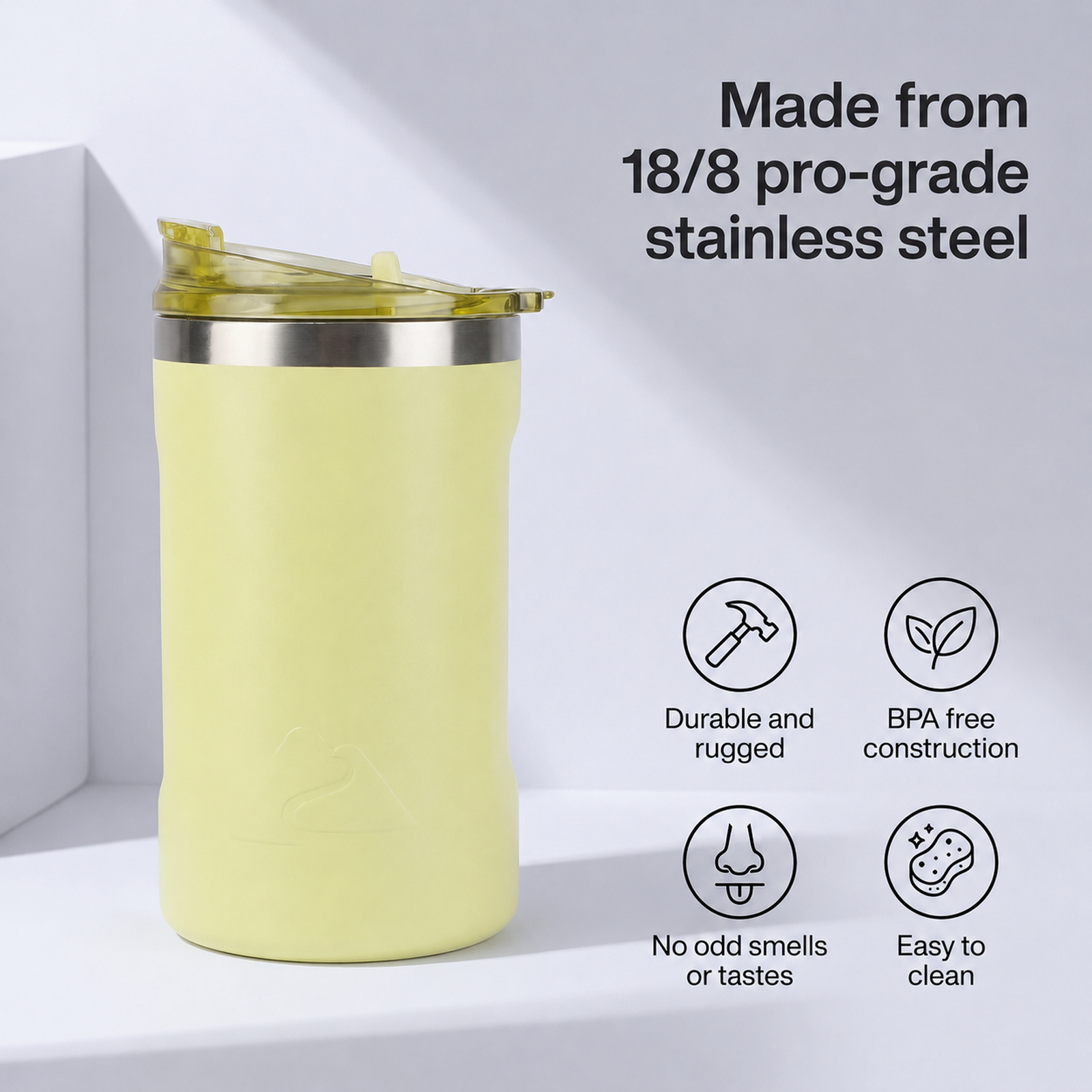 Vaso térmico de acero inoxidable con revestimiento cerámico Ozark Trail de 16 oz con tapa 2 en 1, amarillo 2