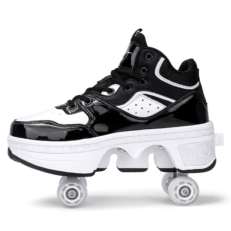 Roller Skates Shoes 2-in-1 Parkour Shoes (EU 41 US / Men\'s 8 10.5 Women\'s) Deformation Parkour Shoes 2 Wheels Roller Skates Leather or  main image 2