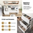 thumbnail image 6 of Costway Computer Desk with Built-in Charging Station USB & Type-C Ports Keyboard Tray & 3 Drawers White, 6 of 10