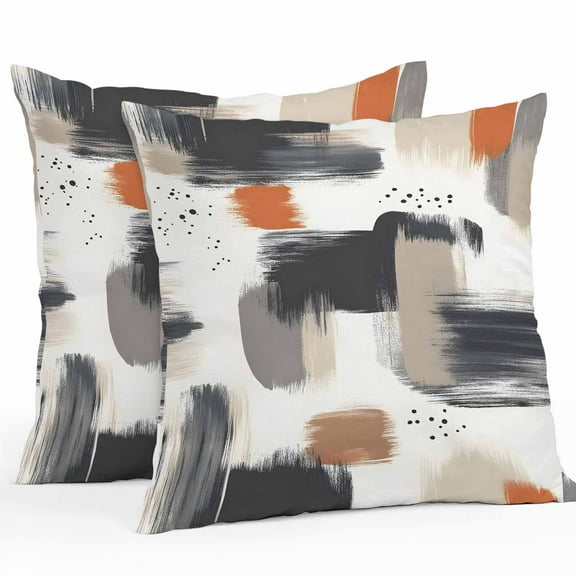 Waterproof Throw Pillow Covers Set of 2, 24x24 Inch Black Khaki Decorative Pillowcases Outdoor Pillow Slip Cushion Covers Set for Couch Tent Geometric Abstract Retro Art Aesthetic